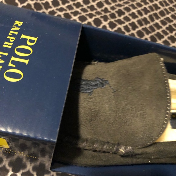 POLO RALPH LAUREN Moccasin Slipper Gray Memory Foam Sz 9 Dezi